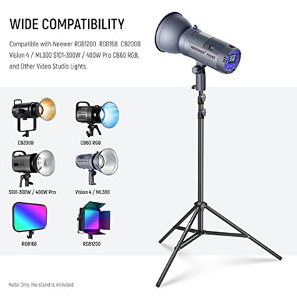 NEEWER Photography Light Stand 2.85-6.6ft/87-200cm, Spring Loaded Aluminum Tripod Stand with ø28mm Thicker Tube Diameter for Ring Light/LED Light/Strobe Flash/Softbox, Max Load 22lbs, ST-200 - size: 200cm