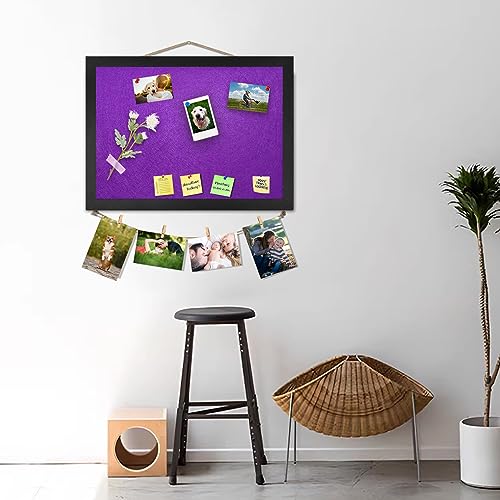 Bulletin Boards Cork Board with Felt, 15"x11" Small Display Pin Board Vision Board for Walls, Jewelry, Notes, Collection, Photos, Office, Wood Framed(Black) & Felt(Purple), 1pc - color: Purple, size: 1P-15"x11"