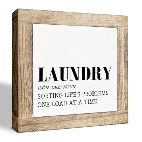 Laundry Definition Wood Sign, Modern Farmhouse Laundry Room Decor, Country Style Home Decor, Table Art Sign for Wash House, Rustic Wooden Plaque Signs, Housewarming Gift - color: Color20