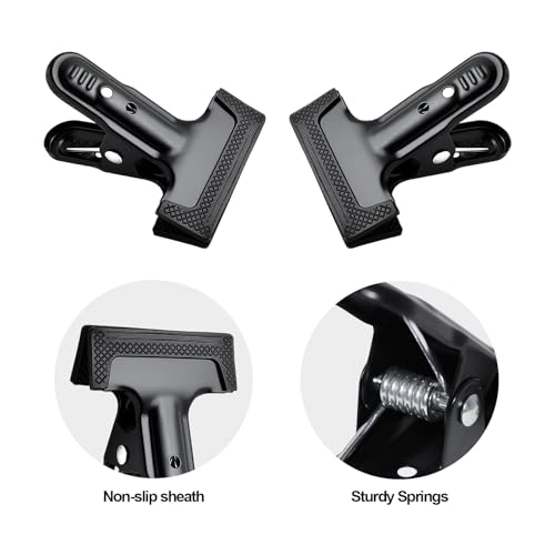 4 Pack 4-1/4" Heavy Duty Spring Clamps Clips, Black Metal Rubber Hinge Clip File Clamps for Photography Background Stands, Home Improvement Projects (2.17" Opening) - color: 4 Pcs Black