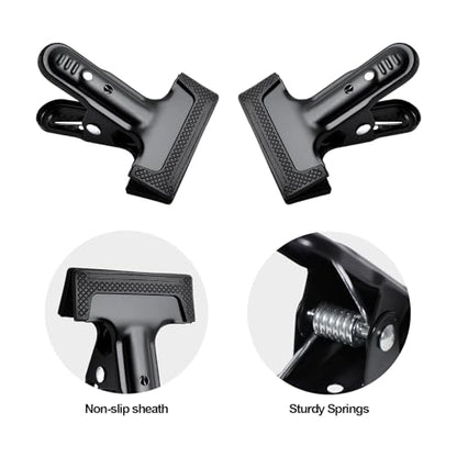 4 Pack 4-1/4" Heavy Duty Spring Clamps Clips, Black Metal Rubber Hinge Clip File Clamps for Photography Background Stands, Home Improvement Projects (2.17" Opening) - color: 4 Pcs Black