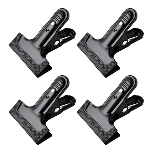 4 Pack 4-1/4" Heavy Duty Spring Clamps Clips, Black Metal Rubber Hinge Clip File Clamps for Photography Background Stands, Home Improvement Projects (2.17" Opening) - color: 4 Pcs Black