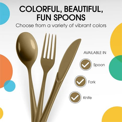 Party Solids Gold Plastic Forks 200 Pieces Gold Forks Disposable Utensils Heavy Duty Plastic Cutlery Set Disposable Cutlery Sets Flatware Sets Silverware Set Party Supplies & Party Tableware - color: Gold