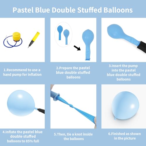 Double Stuffed Pastel Blue Balloons Different Size 115Pcs 5/10/12/18 Inch Macaron Light Blue Balloon Garland Arch kit for Birthday Gender Reveal Baby Shower Party - color: Pastel Blue