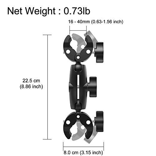 Taisioner Double Super Clamp Mount Umbrella clamp Camera Clamp Pole Clamp for Monitor Bracket Magic Socket Arm Desk Photo Studio Light Stand, Photography Reflector, Flag Holder Mount, Cross Bar - size: Double clamp