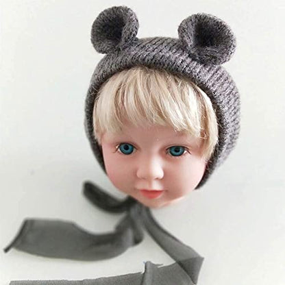 Newborn Baby Boy Girl Photography Props Bow Wrap, Posing Aid, Hat and Blanket Set of 4 Pcs - color: Gray