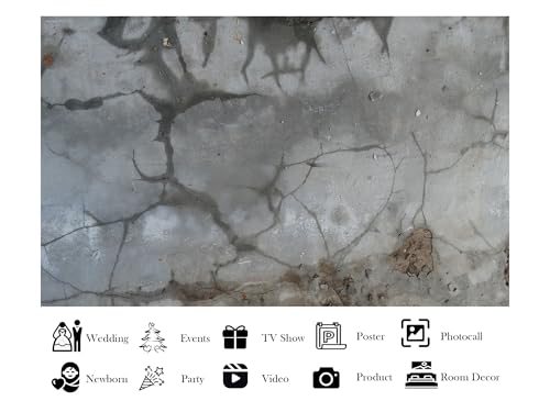 17x10ft Fabric Cracked Concrete Texture Backdrop Weathered Cement Surface Photography Background for Industrial Theme Party Decor Banner Photo Studio Home Wall Hanging Tapestry - size: 17x10ft