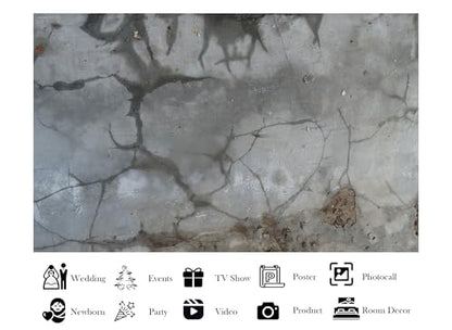 20x10ft Fabric Cracked Concrete Texture Backdrop Weathered Cement Surface Photography Background for Industrial Theme Party Decor Banner Photo Studio Home Wall Hanging Tapestry - size: 20X10ft