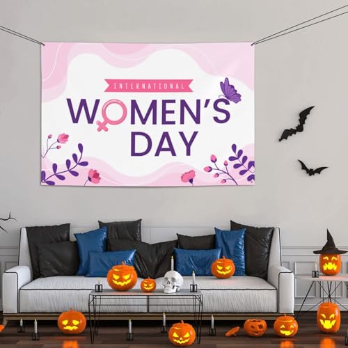 International Happy Women's Day March Backdrops 47 * 71 Inches Holiday Party Photography Background Indoor Outdoor Festival Photo Banner Booth Props Wall Decoration - color: Yellow