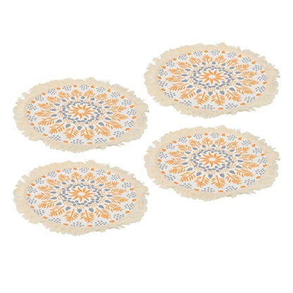 Boho Photography Prop Mat, Boho Decorative Mat with Exquisite Pattern and Tassel Design, Insulation Pad for Table Decoration, Wax Bowl Holder, Photo Shoot Backdrop for DIY Styling
