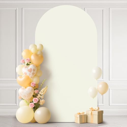 Ledido Wedding Arch Backdrop Cover 7.2FT Arch Covers Fitted Stretchy Spandex Round Top Stand Backdrop Cover for Wedding Banquet Ceremony Birthday Party Baby Shower Event Decoration,Ivory - color: Ivory, size: 7.2FT