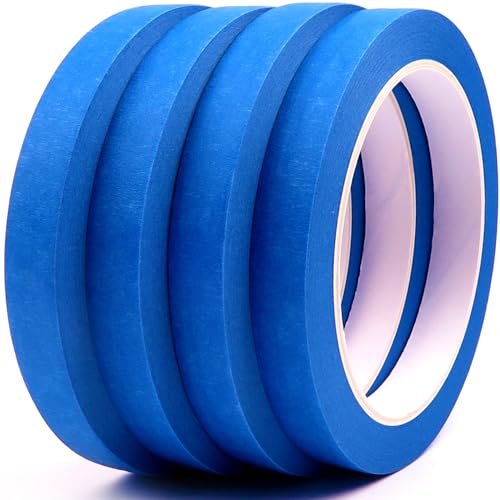Blue Painters Tape 1/2 Inches x 30 Yards - Multi Surface Use - 120 Yards Total - 4 Rolls - size: 0.50"