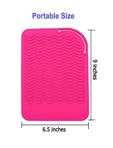 Heat Resistant Mat for Curling Iron, Flat Irons and Hair Straightener Hair Styling Tools 9" x 6.5", Food Grade Silicone, Pink - color: Pink