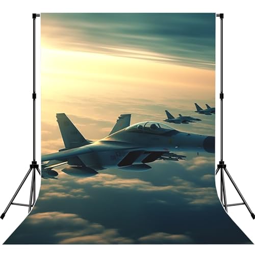 Aircraft Fighter Jets Backdrop Background for Photography 5x7ft Photobooth Professional Photo Backdrop Curtains Video Photography Studio Photo Backgrounds Banner Booth Background Screen Parties - color: Aircraft Fighter Jets