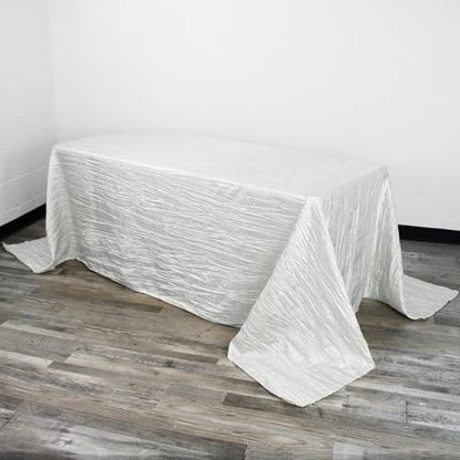 YOUR CHAIR COVERS - 90 x 132 Inch 6ft White Rectangular Crinkle Taffeta Tablecloth – Elegant Table Linen for Rectangular Tables, Weddings & Special Events - color: White, size: 132" x 90" (Rectangular)