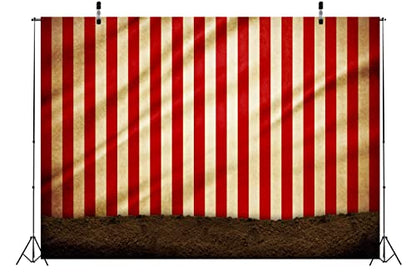BELECO 12x10ft Fabric Circus Carnival Photography Backdrop Red and White Stripes Circus Tent Backdrop Evil Clowns Circus Carnival Themed Halloween Party Decor Baby Kids Adults Portrait Photo Props - size: 12x10FT