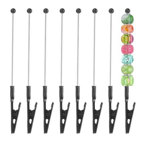PATIKIL Long-Tailed Alligator Clamp, 8 Pcs 5.3 inch/135mm Metal Wire Alligator Clamp Beadable Alligator Photo Clips for Picture Note Menu Memo DIY Decor Crafts, Black - color: Black