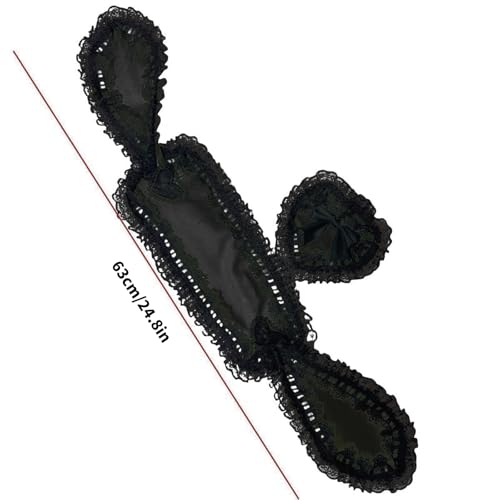 Rabbits Ears Hairband Photo Props Easter Hair Hoop Hairband Party Headpiece Fun Headbands for Music Festival - color: Wine Red & Black Lace