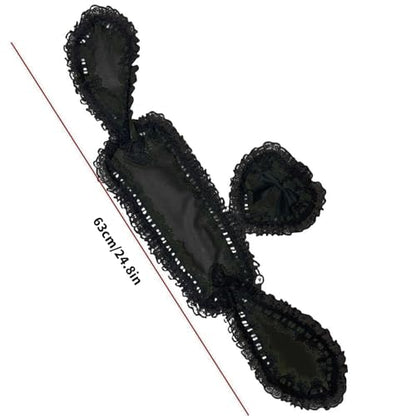 Rabbits Ears Hairband Photo Props Easter Hair Hoop Hairband Party Headpiece Fun Headbands for Music Festival - color: Wine Red & Black Lace