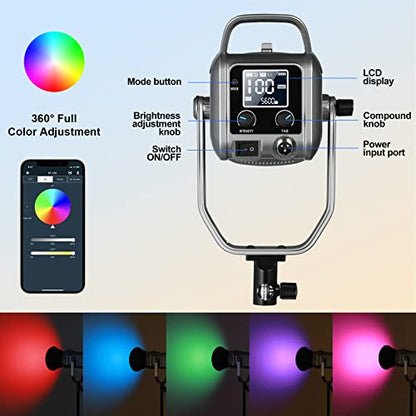 GVM 150W RGB Video Light Kit, 2700K~7500K Bi-Color LED Video Light Photography Studio Lighting Kit with Lantern Softbox & Stand, Continuous Output Lighting Kit with 8 Lighting Effects, CRI 97+ - size: 150W