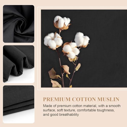 PEASUG 100% Cotton Muslin Fabric, 59 Inch X 10 Yards Muslin Fabric by The Yard, Medium Weight Draping Fabrics Suitable for Sewing Embroidery, Garments, Crafts Material-Black - color: Black, size: 10 Yards