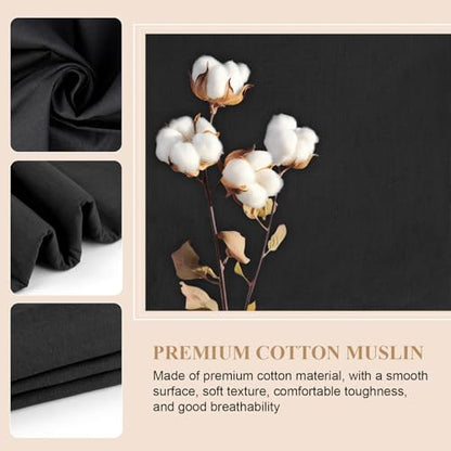 PEASUG 100% Cotton Muslin Fabric, 59 Inch X 5 Yards Muslin Fabric by The Yard, Medium Weight Draping Fabrics Suitable for Sewing Embroidery, Garments, Crafts Material-Black - color: Black, size: 5 Yards