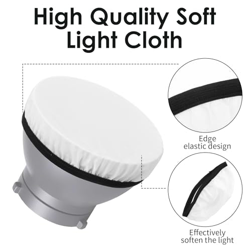 Mabor 2Pcs Light Diffuser, 7"/18cm Round Light Softbox Cover – White Nylon & Oxford Fabric for Studio Strobe, Photography, Soft Even Lighting