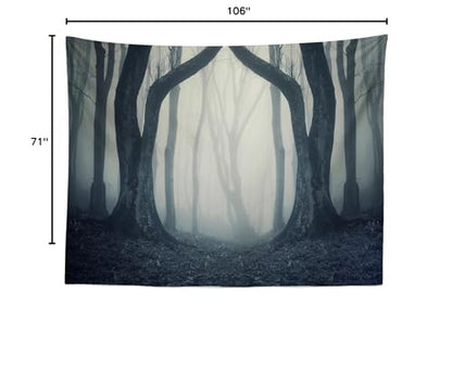 BELECO 9x6ft Fabric Dark Misty Woods Halloween Spooky Forest Backdrop for Photography Magic Grove Vampire Evil Trees Background Witch Wizard Sorcerer Ghost Theme Party Decorations Banner Photo Props - size: 9x6FT