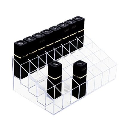 HBlife Lipstick Holder - 40 Space Clear Acrylic Lipstick Organizer Display Stand for Cosmetics, Makeup, Brushes, Bottles and More