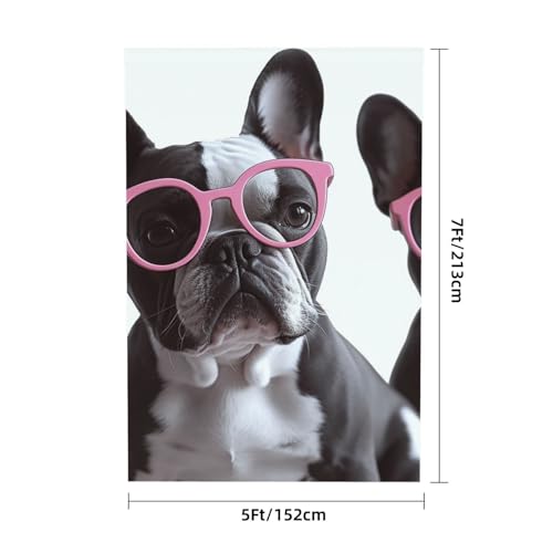 French Bulldog Pink Glasses Backdrop Background for Photography 5x7ft Photobooth Professional Photo Backdrop Curtains Video Photography Studio Photo Backgrounds Banner Booth Background Screen Parties - color: French Bulldog Pink Glasses