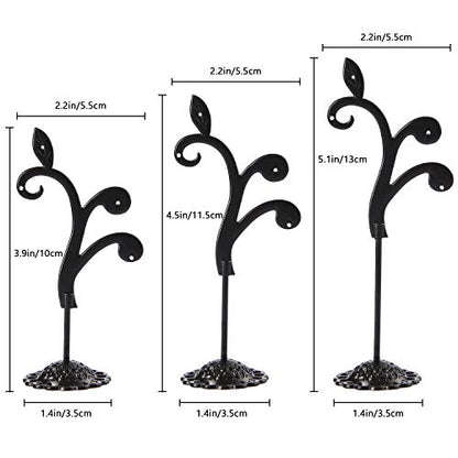 Black Earring Stand Detachable Metal Earring Display Storage Rack for Photography Jewelry Props Show Closet Retail Store Display 3 Pcs, Vine Shape