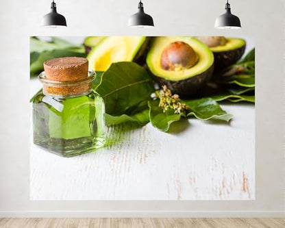 Trykid 12x8ft Fresh Avocado Green Oil Backdrop Natural Skincare Organic Produce Scenery Photography Background Healthy Lifestyle Tapestry Party Decoration Photo Booth Prop Fabric - size: 12x8ft