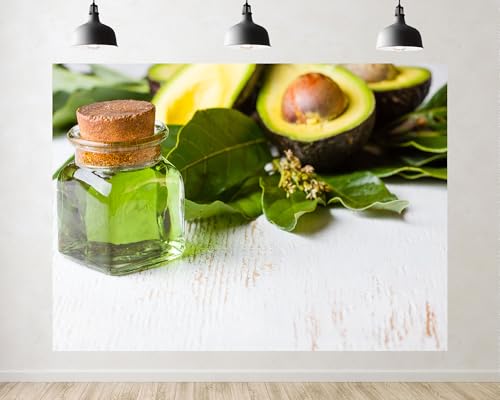 Trykid 10x6.5ft Fresh Avocado Green Oil Backdrop Natural Skincare Organic Produce Scenery Photography Background Healthy Lifestyle Tapestry Party Decoration Photo Booth Prop Fabric - size: 10x6.5ft