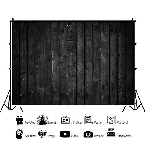 20x10ft Old Dark Wood Texture Wall Photography Backdrop Vintage Retro Black Wooden Board Floor Scary Theme Party Background Kids Adult Artistic Portrait Photo Shooting Vinyl Studio Props - size: 20x10ft