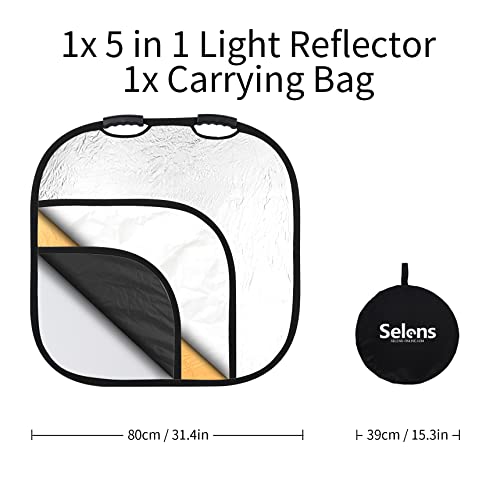 Selens 32 Inch Photography Reflector with Handle, 5 in 1 Collapsible Square Reflectors for Photo Studio Video Outdoor Accessories - size: 32 Inch Square Reflector