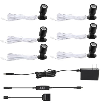Taysing LED Spot Light Indoor Little Mini Spotlight Accent Lights for Display, Paintings, Pictures, Plants, Jewelry, Shelves, Cabinets, Posters, Showcase(ColdWhite 6 Pack Dimming&Timing) - color: Cold White-6 Pack Smart Switch