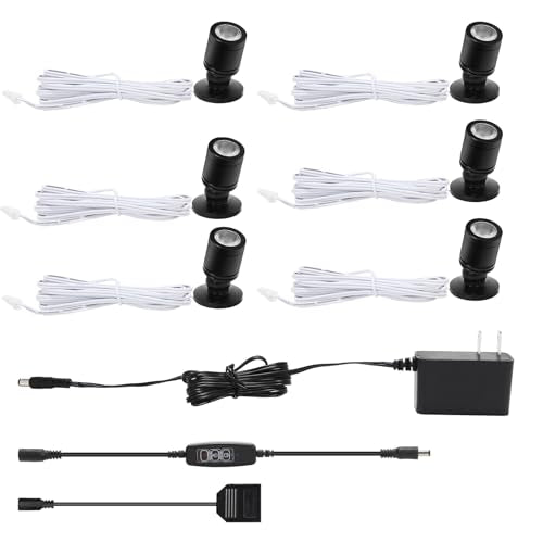 Taysing LED Spot Light Indoor Little Mini Spotlight Accent Lights for Display, Paintings, Pictures, Plants, Jewelry, Shelves, Cabinets, Posters, Showcase(ColdWhite 6 Pack Dimming&Timing) - color: Cold White-6 Pack Smart Switch