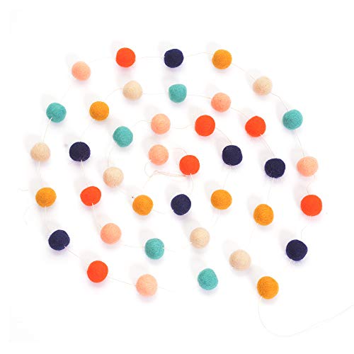 Glaciart One Felt Ball Garland - 12 Feet, 40 Balls, 6 Arizona Colors, Pom Pom Decorations, Nursery Decor, Bunting, Birthday Party, Easter, Photo Prop - color: Arizona