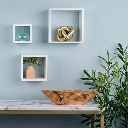 MELANNCO Floating Square Cube Shelves, for Bedroom, Living Room, Bathroom, Kitchen, Nursery, Set of 3, White, 3 Count - color: White, size: Set of 3