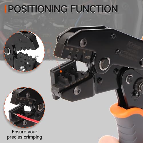 iCrimp Deutsch Ratchet Crimp Tool with Precise Positioning, Open Barrel Crimper for DT Connector Size 12 Stamped Contacts, 14, 12 AWG, Automotive Wiring Repair