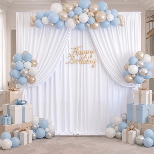 Wrinkle Free White Backdrop Curtain for Parties, Polyester Photo Backdrop Drapes for Weddings Birthday Photography Background Parties Baby Shower, 10ft x 8ft - color: White, size: 10ftx8ft