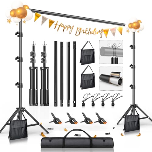 BEIYANG 8.5 x 10 FT Photo Backdrop Stand Kit, Adjustable Background Holder Support System Kit with Carrying Bag, for Photography Video Stutio, Parties Decoration, Advertising Display - size: 8.5*10ft