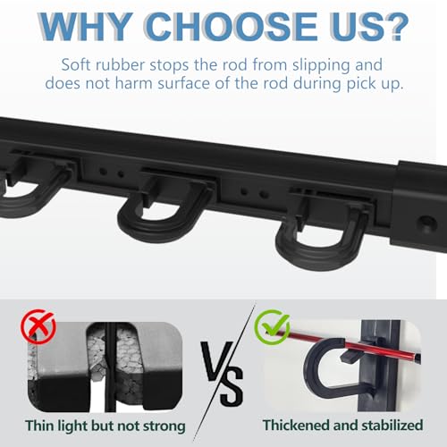 Aventik Fishing Rod Holder for Garage, Ceiling, Wall Mounted Fishing Rod Rack 6 Fishing Pole Storage Vertical/Horizontal Garage Slide Fishing Pole Rack(2 Pack) - style: 2 pack Black
