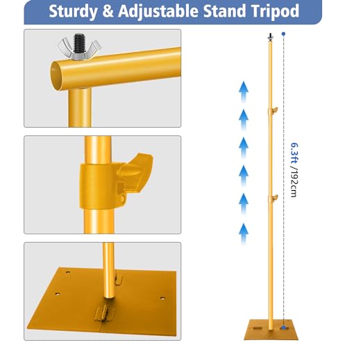 HYJ-INC Pipe and Drape Photography Backdrop Stand Kit - Titanium Gold Adjustable Photo Background Stand 10ft x 6.5ft with Metal Base for Parties Weddings Birthday Party Events Photo Booth