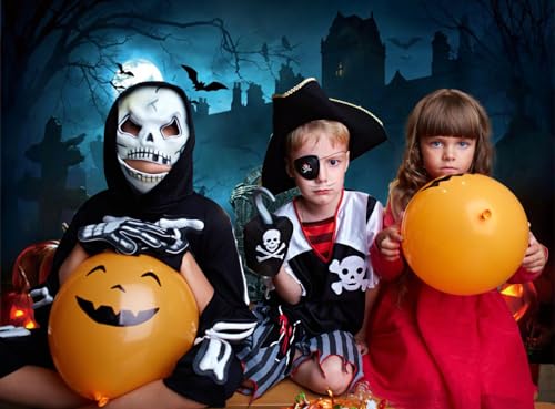 Halloween Cemetery Backdrop for Photography LFEEY Creepy Ghost Pumpkin Tombstone Skull Scary Night Misty Halloween Party Photo Background Trick or Treat Kids Boy Girl Birthday Studio Props 10x6.5ft