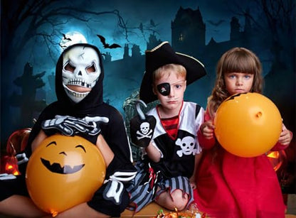 Halloween Cemetery Backdrop for Photography LFEEY Creepy Ghost Pumpkin Tombstone Skull Scary Night Misty Halloween Party Photo Background Trick or Treat Kids Boy Girl Birthday Studio Props 10x6.5ft
