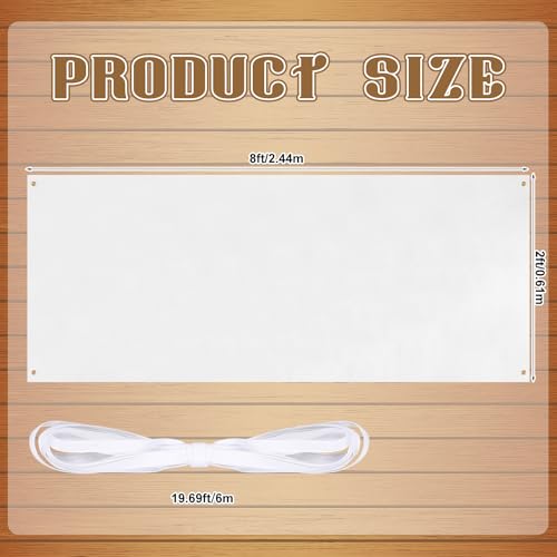 Zonon Large Blank Banners And Signs Polyester Oxford Cloth Sublimation Banner To Decorate With Hanging Rope For Indoor Wall Outdoor Easy to Hang DIY Signs For Business Office (White,2 x 8 Feet) - color: White, size: 2 X 8 Feet