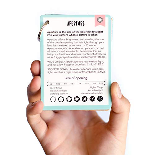 DSLR Cheat Sheet Cards for Canon, Nikon and Sony Cameras - Plastic Quick Reference Photography Cards | Camera Settings, Exposure & Manual Mode (Bright) - color: Bright