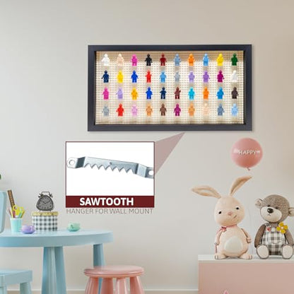 Figurine Display Case 10x20.125 Black Shadow Box for Miniature Figures 10x20.125 Black Wood Shadow Box with White Base to Display Up to 56 Block Figures - color: Black With White Backing, size: 10x20.125