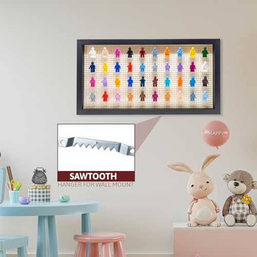 Figurine Display Case 10x20.125 Black Shadow Box for Miniature Figures 10x20.125 Black Wood Shadow Box with White Base to Display Up to 56 Block Figures - color: Black With White Backing, size: 10x20.125